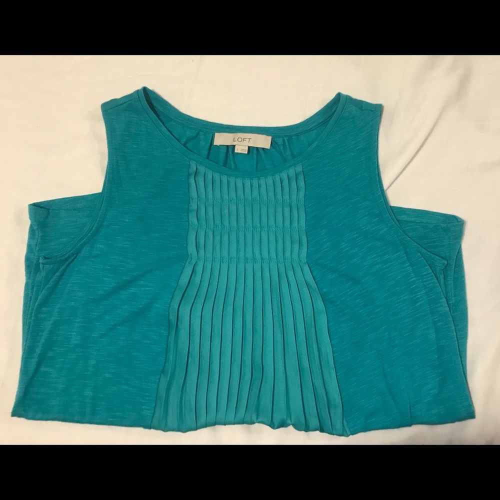 LOFT. Embellished Teal Tank. EUC.